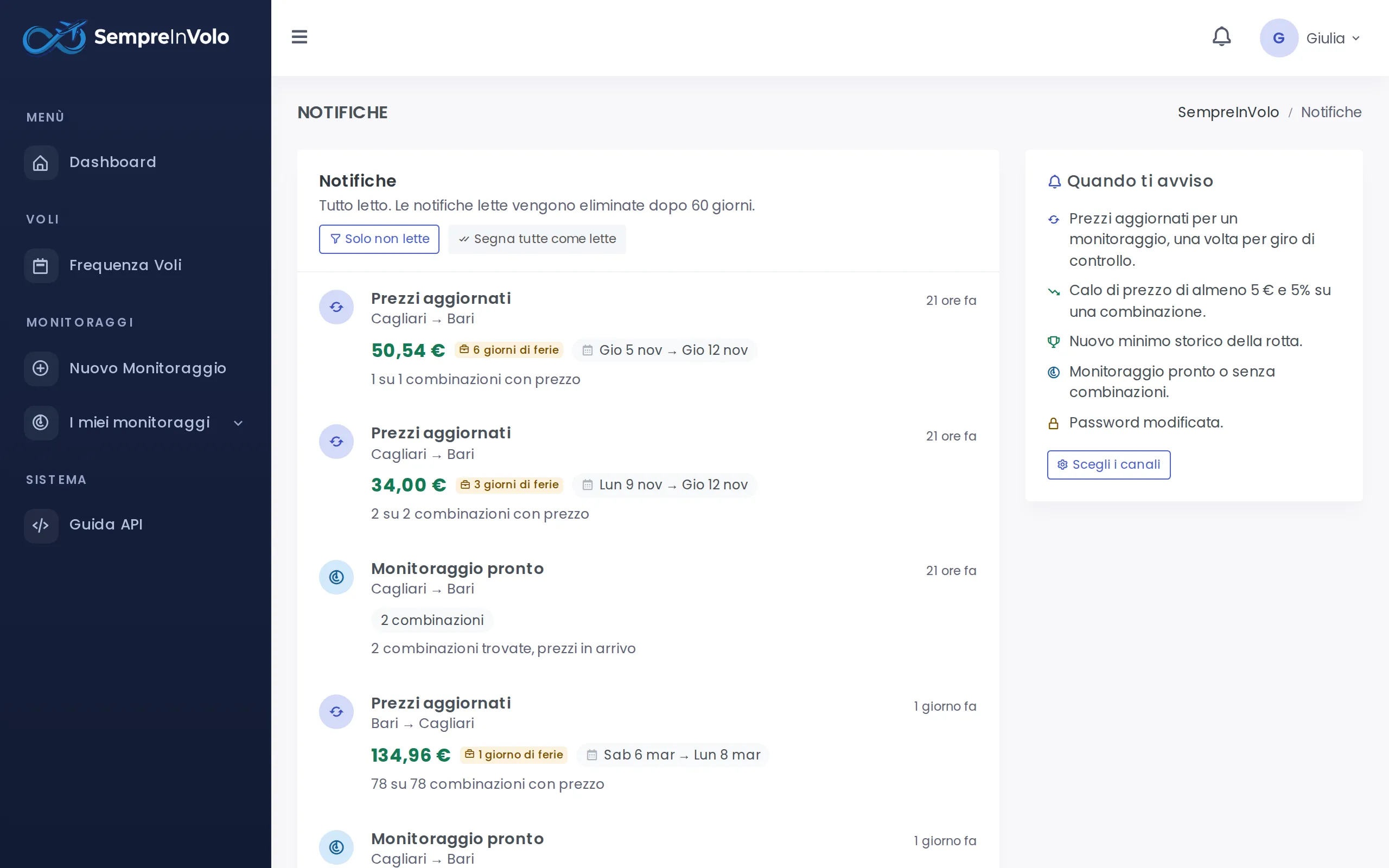 List of price drop and new low notifications (Desktop)